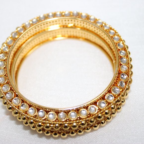 Gold Kundan Bangles - Picture 2 of 2